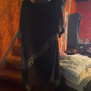 Black dress  size L silver detail on sleeves and body